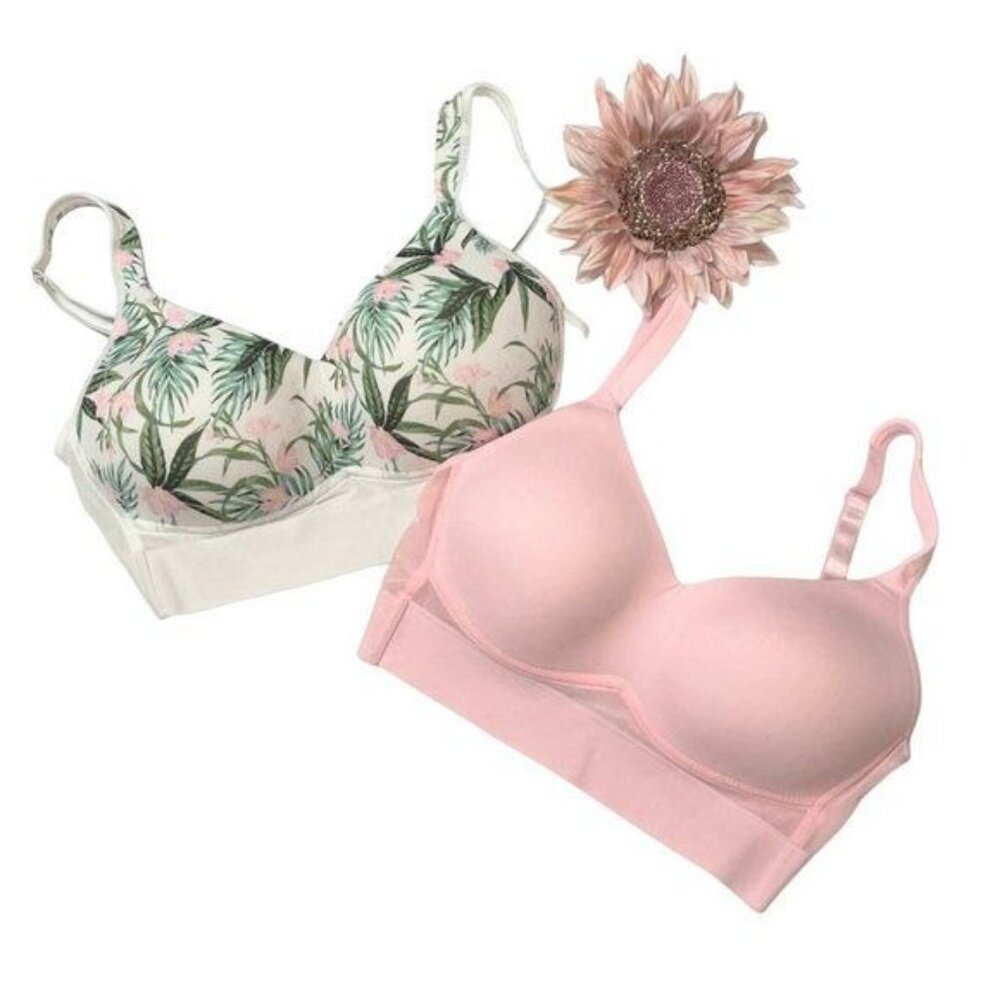 Rhonda Shear Molded Cup Bra with Mesh Back Set of Two MEDIUM